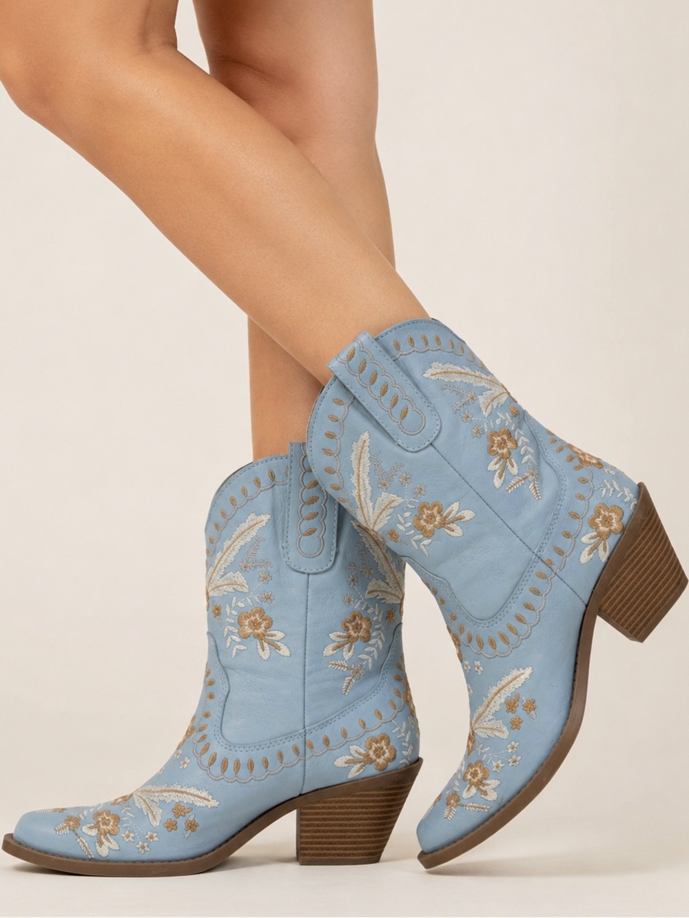 Code West Blue Embroidered Western Cowboy Boots Women’s 10 Boho Festival